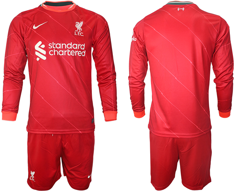 Men 2021-2022 Club Liverpool home red Long Sleeve blank Soccer Jersey->liverpool jersey->Soccer Club Jersey